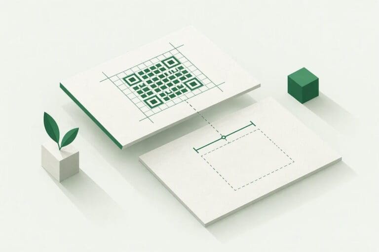 Geometric QR code print layout illustration